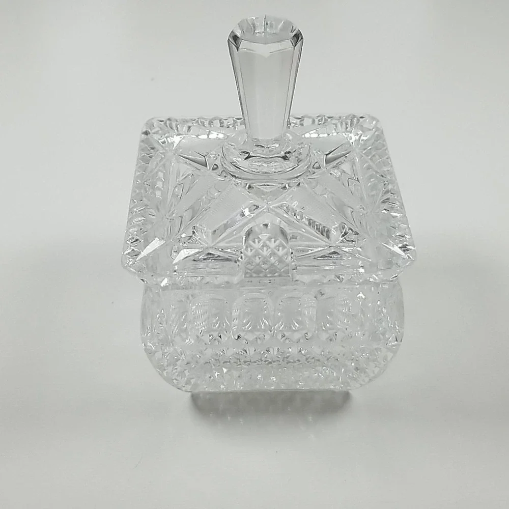 Vintage Clear Cut Lead Crystal Sugar, Jam or Jelly Bowl with Lid